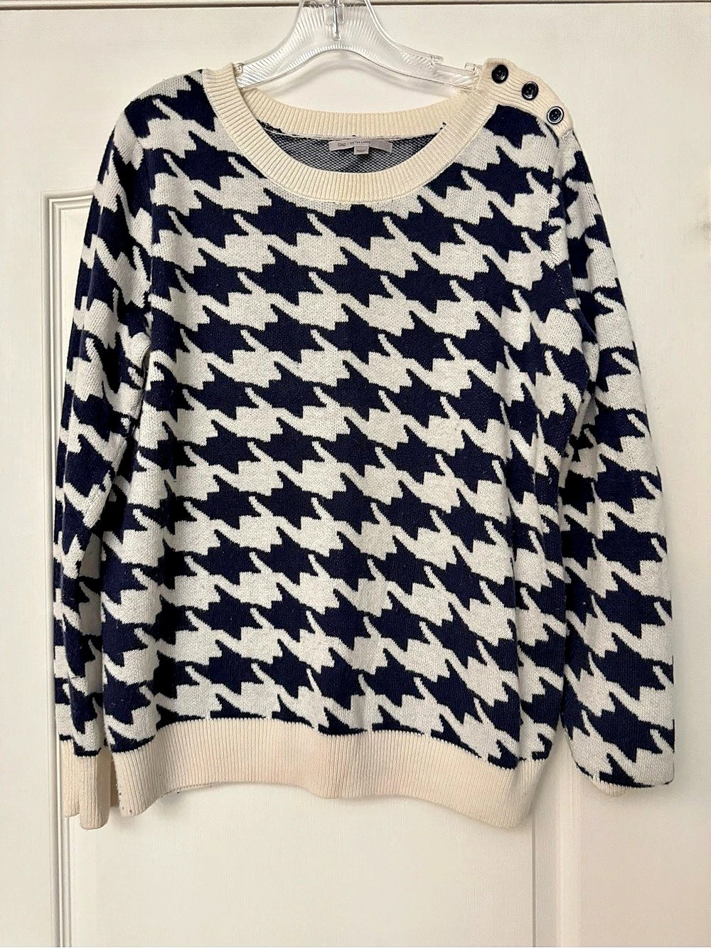 Gap Houndstooth Crewneck Cotton Sweater Size XL